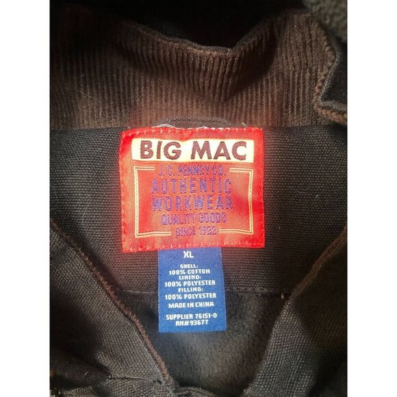 Vintage Big Mac Chore Jacket Work Wear Utility Black Full Zip Coat Men's Size XL - Picture 7 of 7